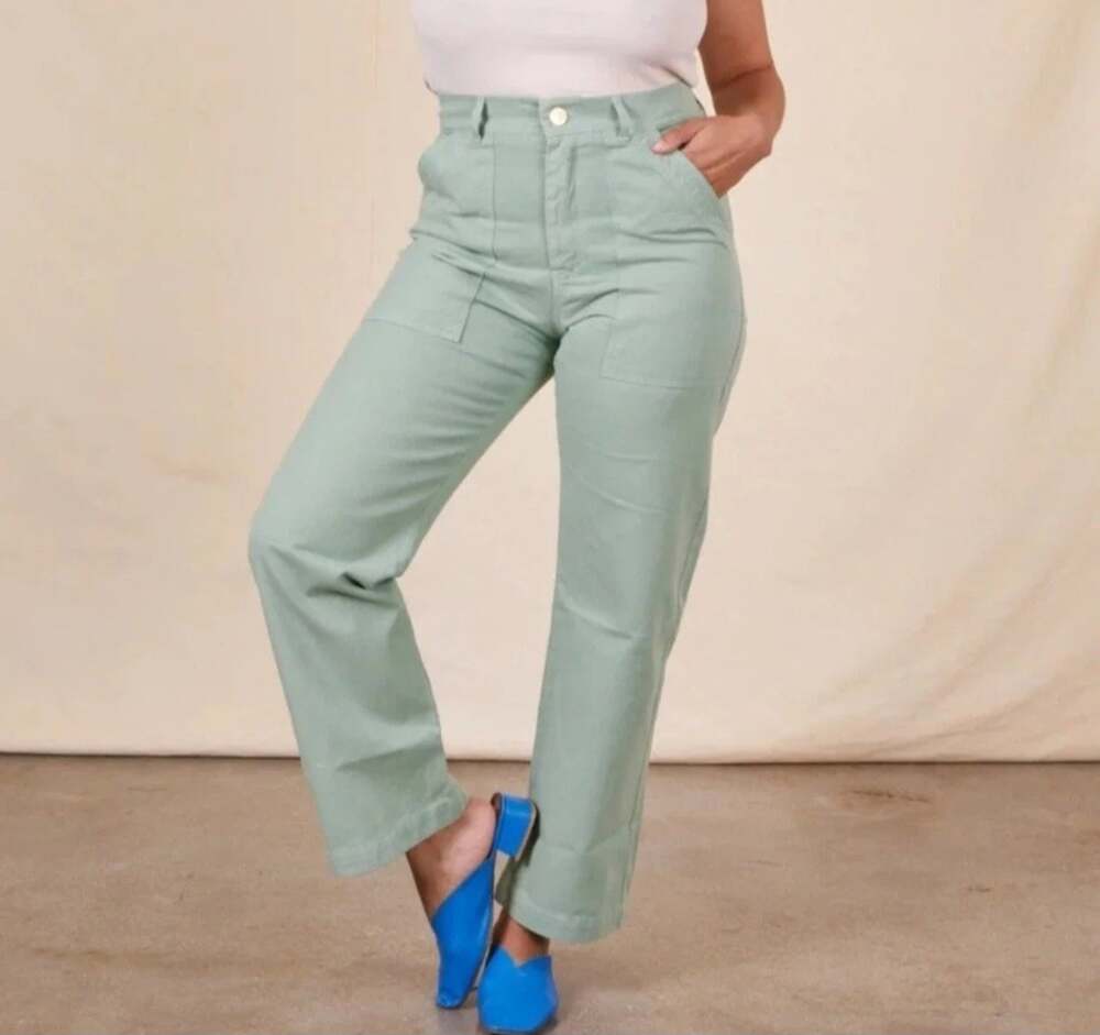 Big Bud Press Work Pants Green Unisex Straight Leg Trousers Size 2XS Long